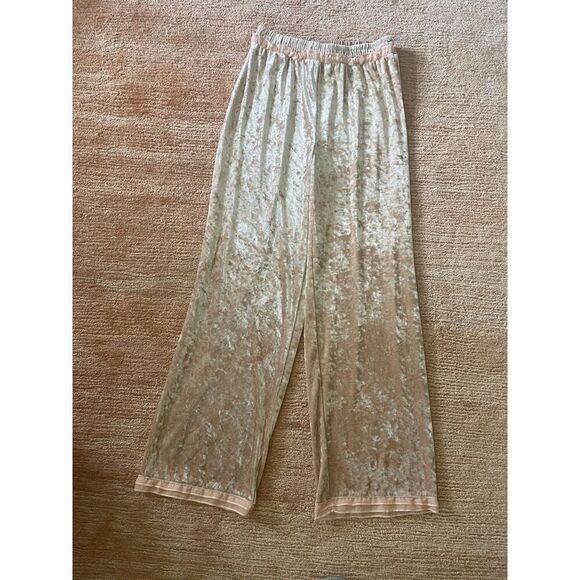 Forever 21 Crushed Velvet Wide Leg Pants Small Blush Pink Lounge Y2K - Picture 1 of 8